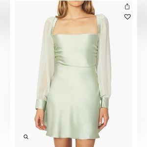 Shop WeWoreWhat puff sleeve crinkle chiffon cowl dress (NWT)